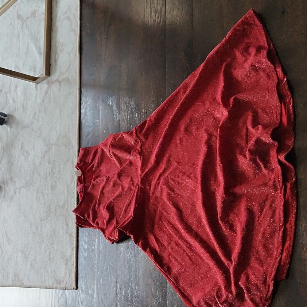 Red skater dress with back zipper sparkle shimmer material size medium